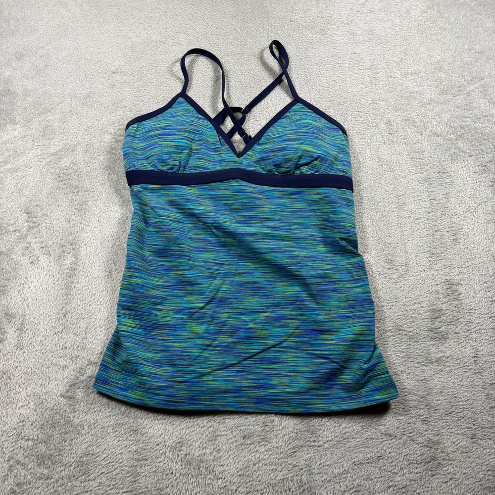 Athleta Tankini Swim Top Women Small Blue Space Dye Paddleout Tankini